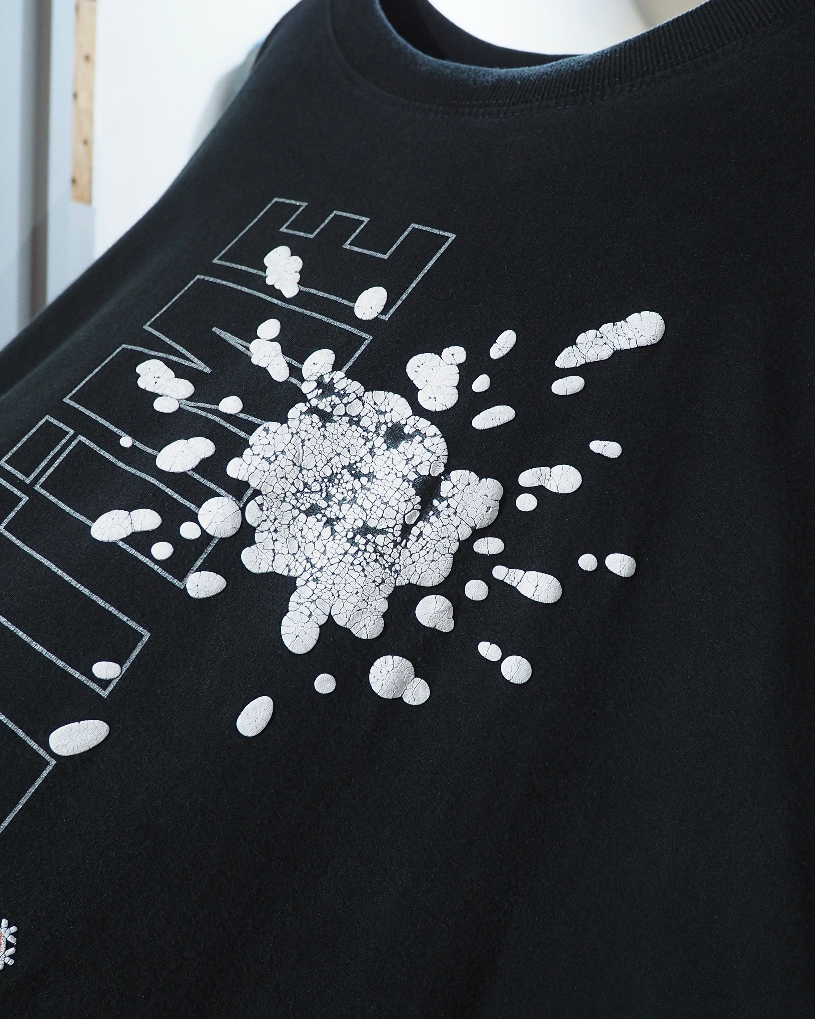 White Cracks × Puff printed Black SS Tee