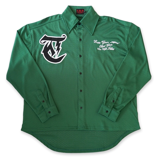 T.C.R LIGHTNING LOGO L/S MESH SHIRTS - GREEN