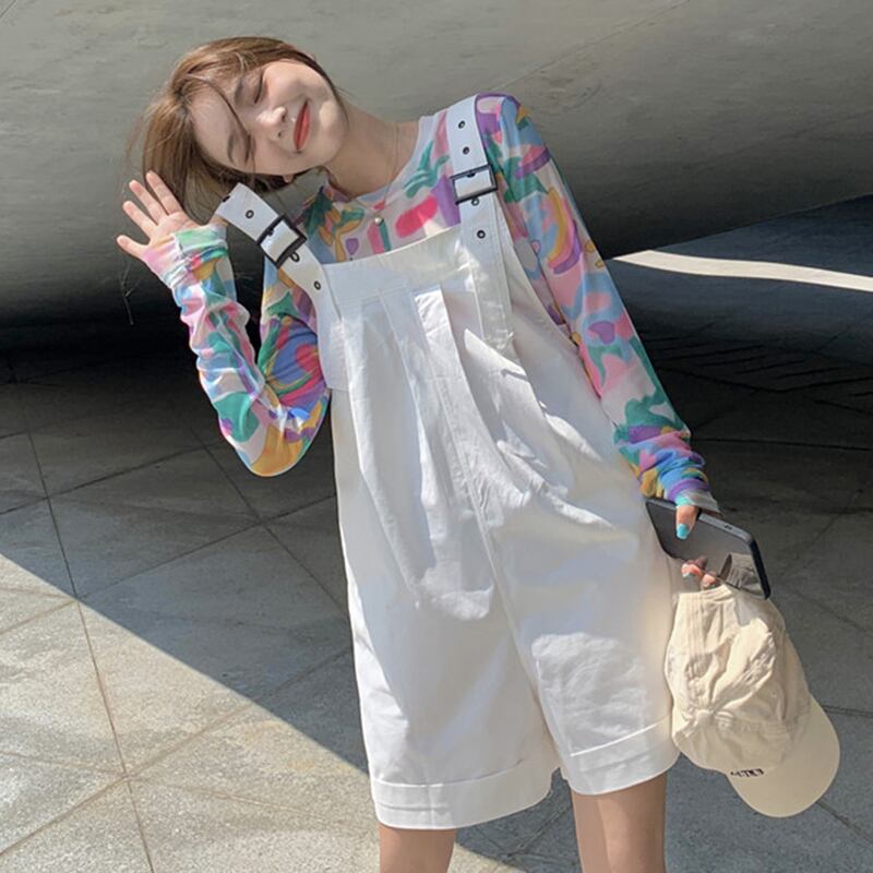 ホワイトオーバーオール サマールーズカジュアルパンツ レディース 夏物 YY-ファッション44040288617