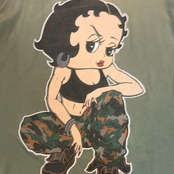 【BETTY BOOP】ベティ・ブープ "CAMO PANTS / GIRLS RULE" 90's Vintage Tシャツ