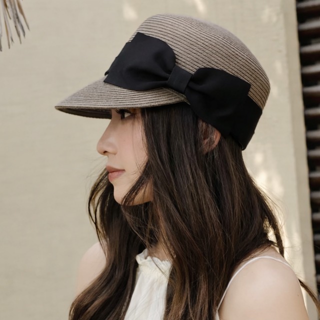 全3色/Ribbon straw flat casquette　M2368