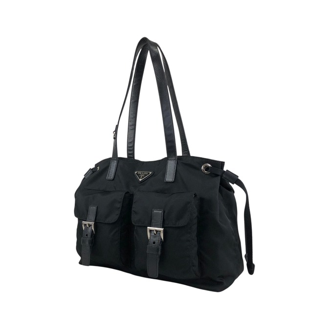 PRADA プラダ トートバッグ ブラック トライアングルロゴ ナイロン ダブルポケット vintage ヴィンテージ オールド bdfpbe