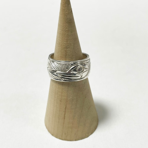 First Nations Hand Carved Sterling Ring Made By Paddy Seaweed (Hummingbird)