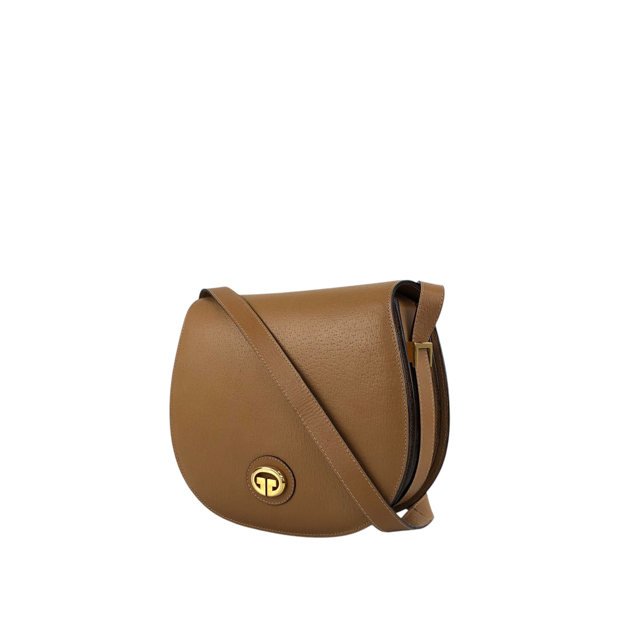 GUCCI グッチ ショルダーバッグ ブラウン GG レザー ラウンド vintage