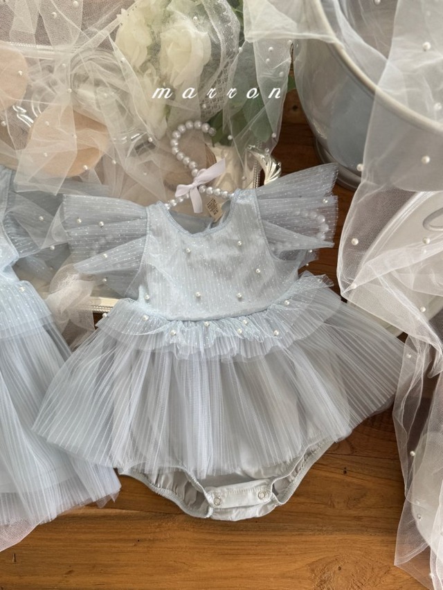 ˗ˏˋ おすすめ♡姉妹コーデ可ˎˎˊ˗【 予約商品】2025夏新作 MARRON  2色展開 パールロンパース【baby】