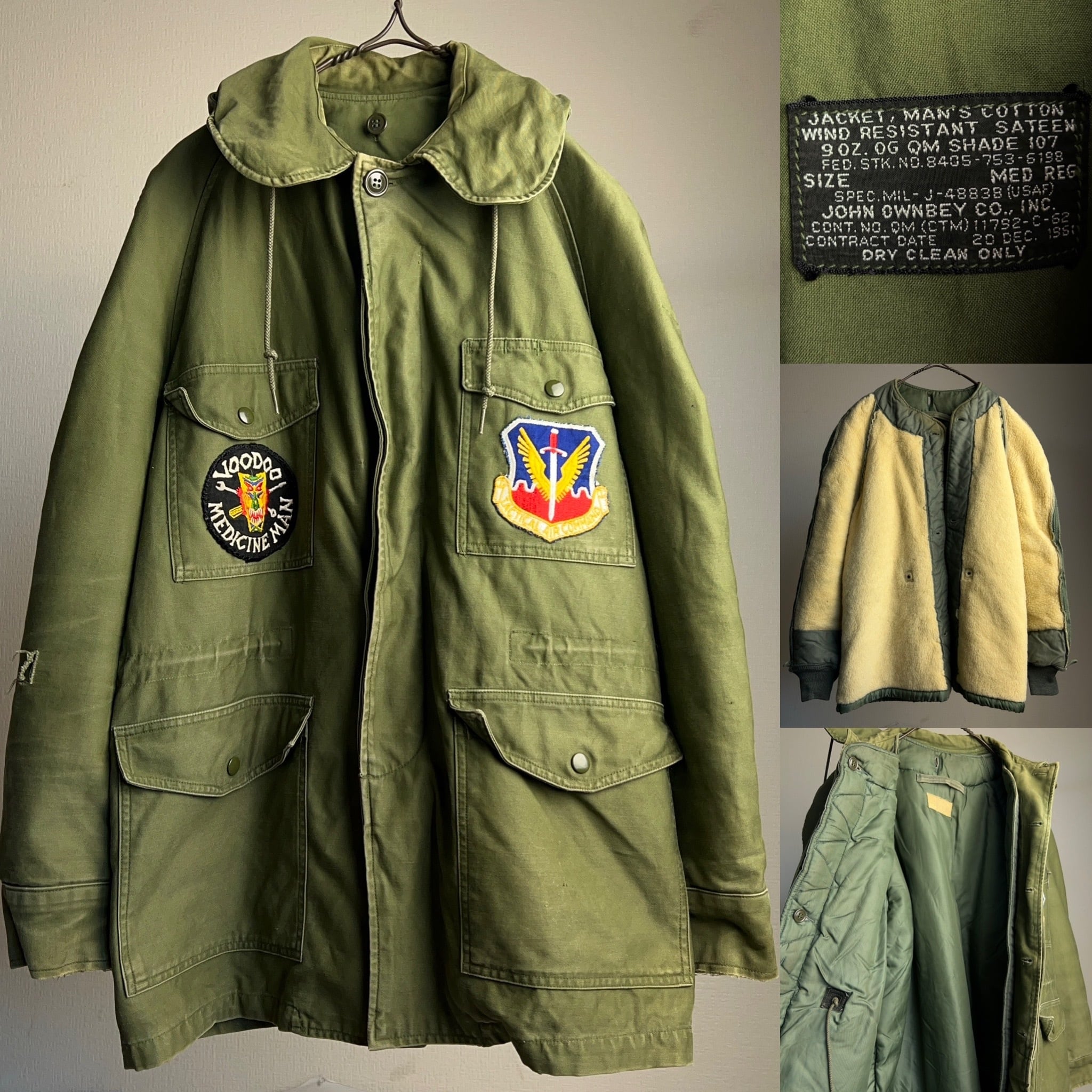 60's USAF FIELD JACKET MIL-J-48838 米空軍 フィールドジャケット キャトルジャケット ライナー付き ワッペン 62年  黒タグ【1000A813】【送料無料】