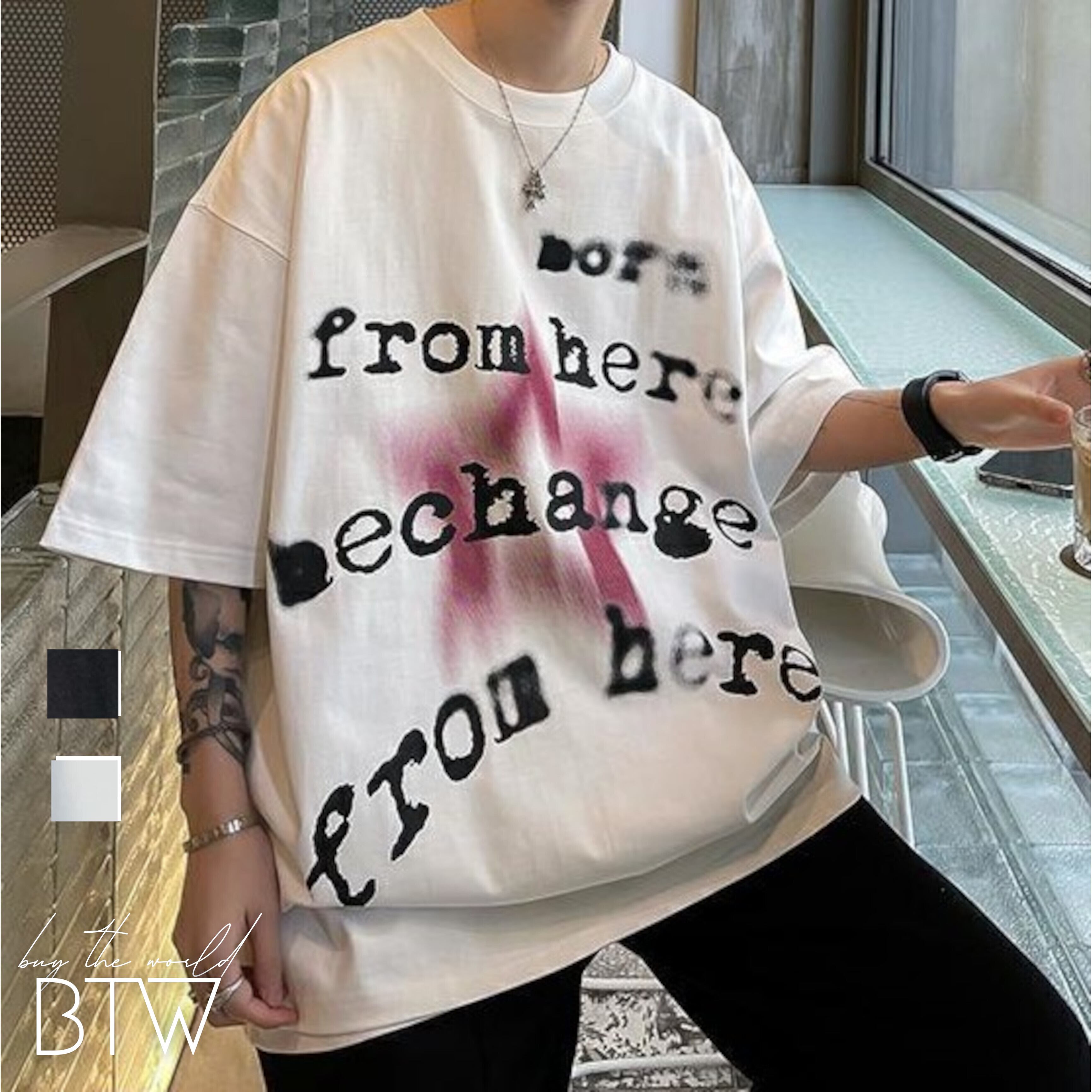 韓国メンズファッション】ポップデザイン プリントTシャツ クール