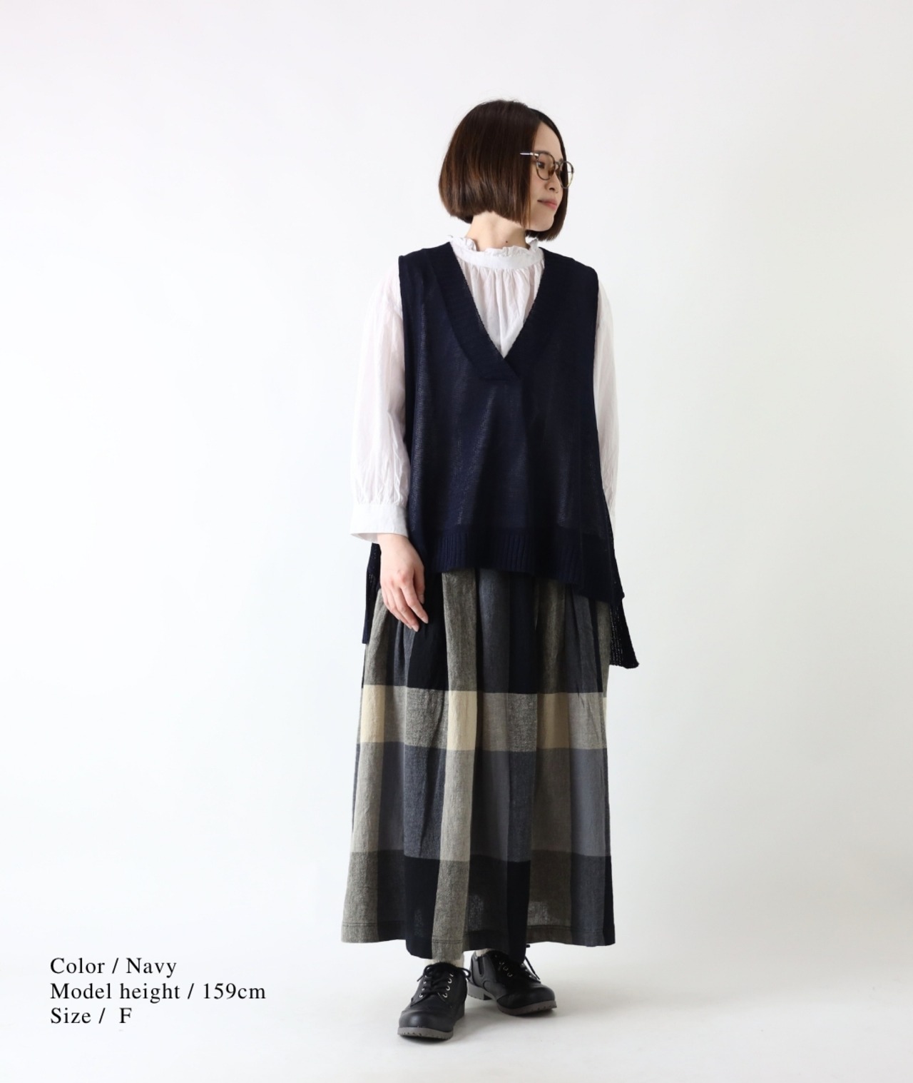 CUORE STORE/リネン混 Vネックベスト