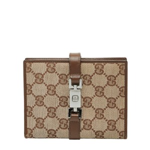 グッチ GGキャンバス ジャッキー - 手帳カバー 031 2888 ベージュ ブラウン キャンバス レザー レディース GUCCI 【中古】