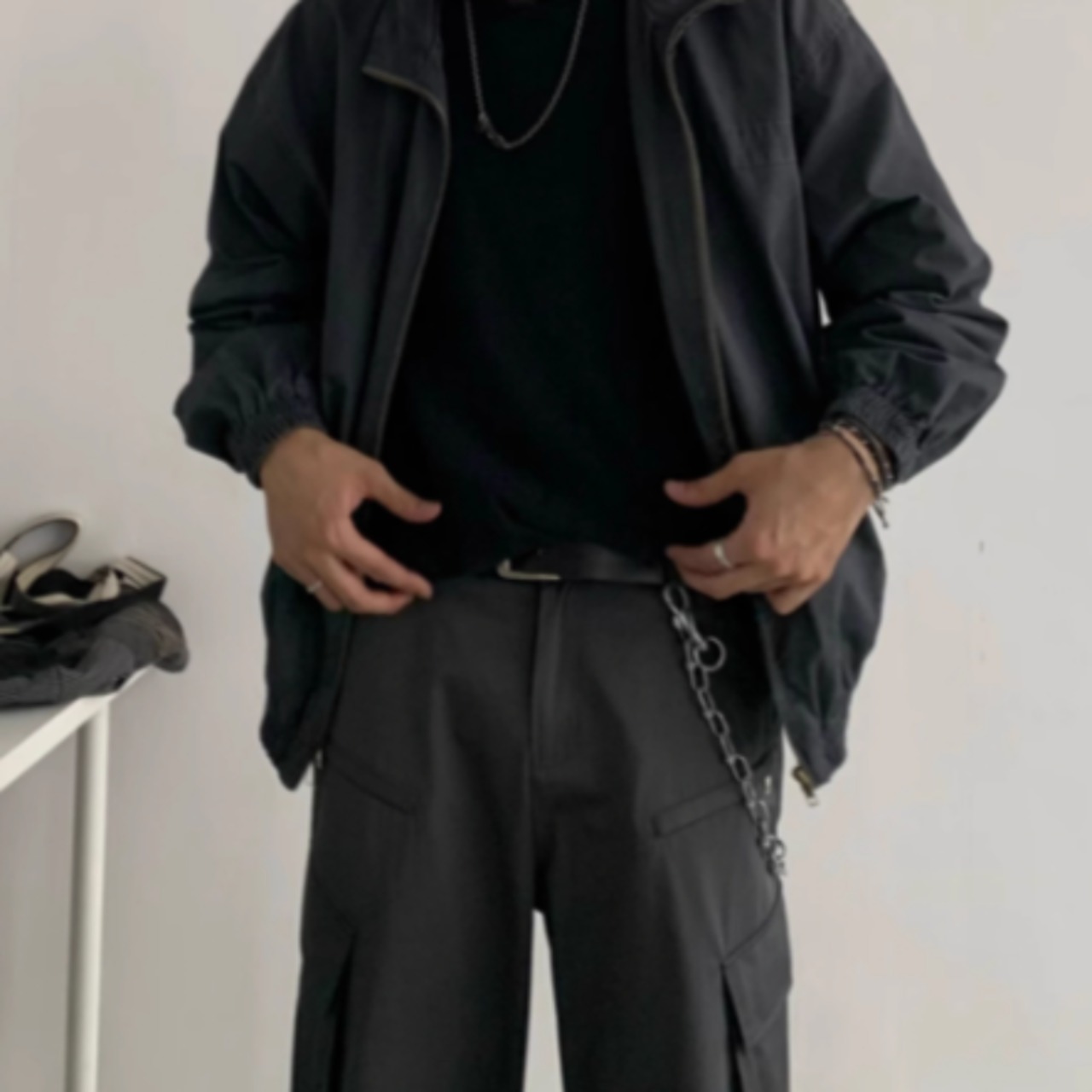 ジップワークシンプルブルゾン　0891