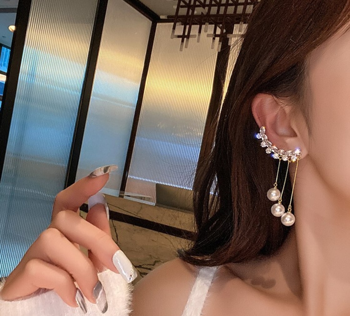 パール タッセルピアス 大人 おしゃれ かっこいい アジアン 