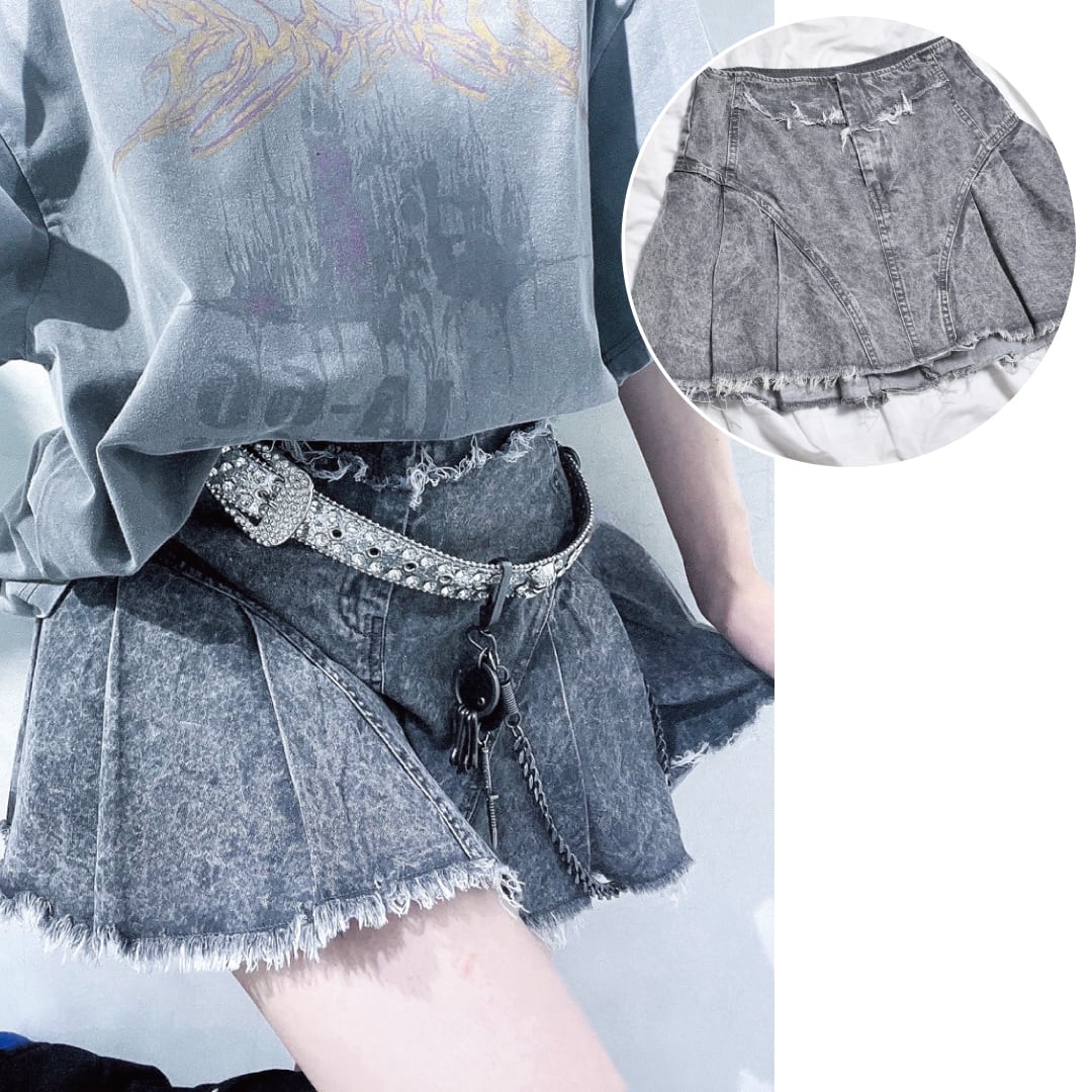 ❤︎即購入不可　DIANTE ケミカルウォッシュ　デニムスカート　グレー❤︎ AZUL BY MOUSSY（アズールバイマウジー） デニムスカート 96ケミカル