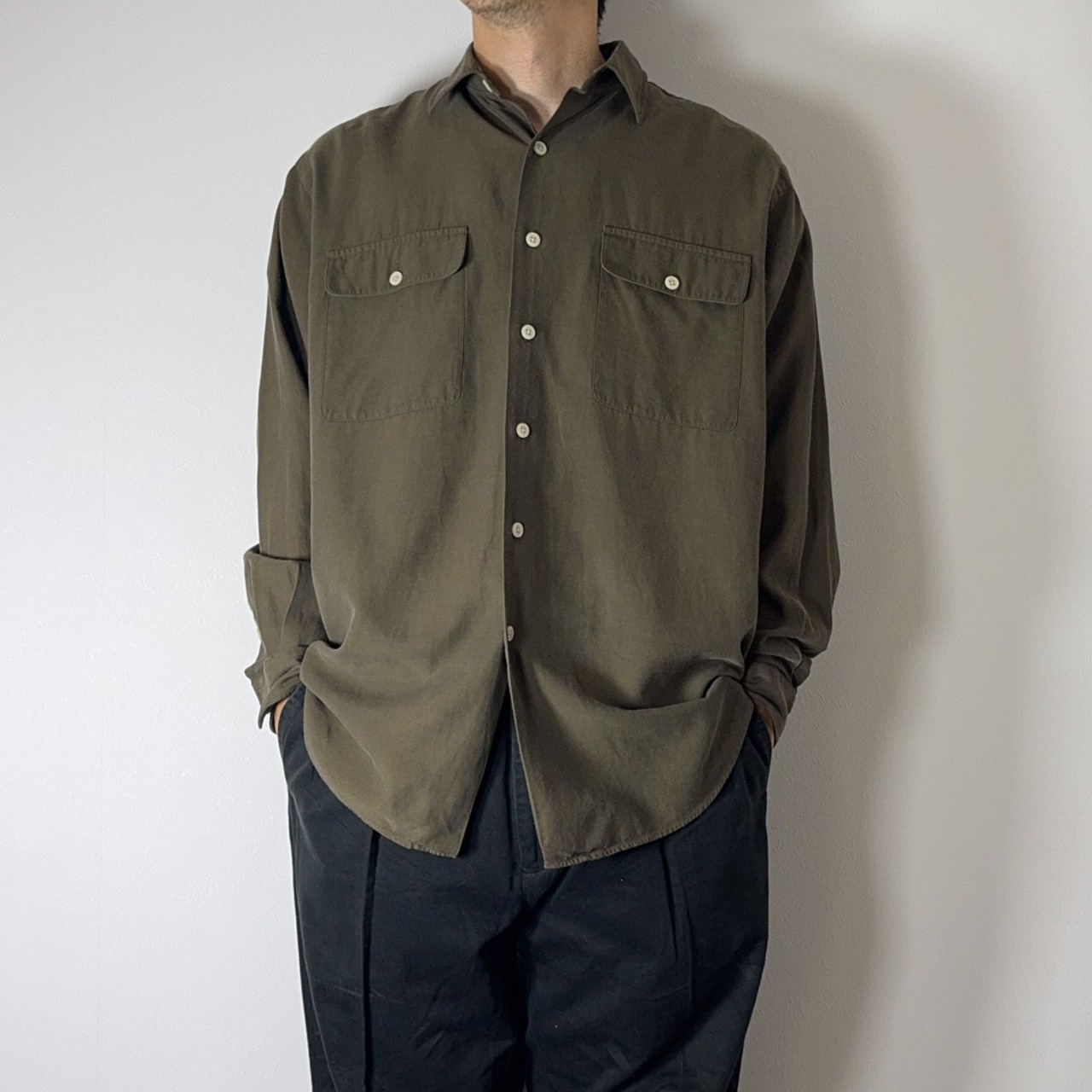90s Polo by Ralph Lauren SILK COTTON shirt "BENFORD" M 古着 - 15