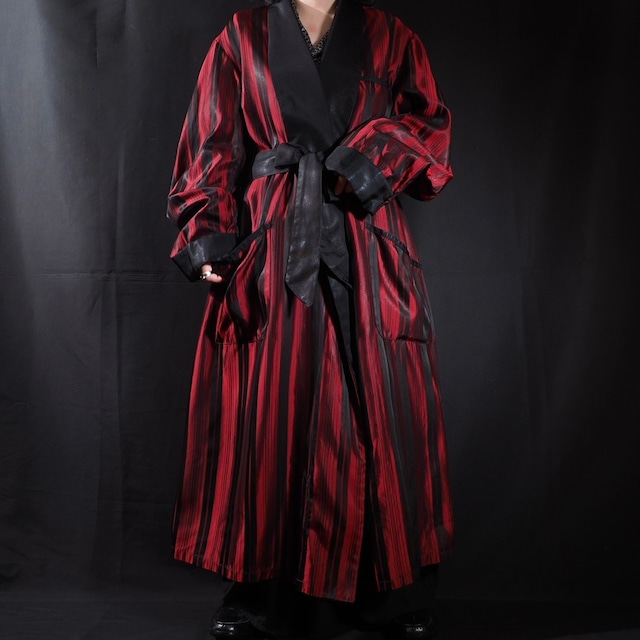 超光沢 - Bordeaux stripe line design gown coat (made in England)