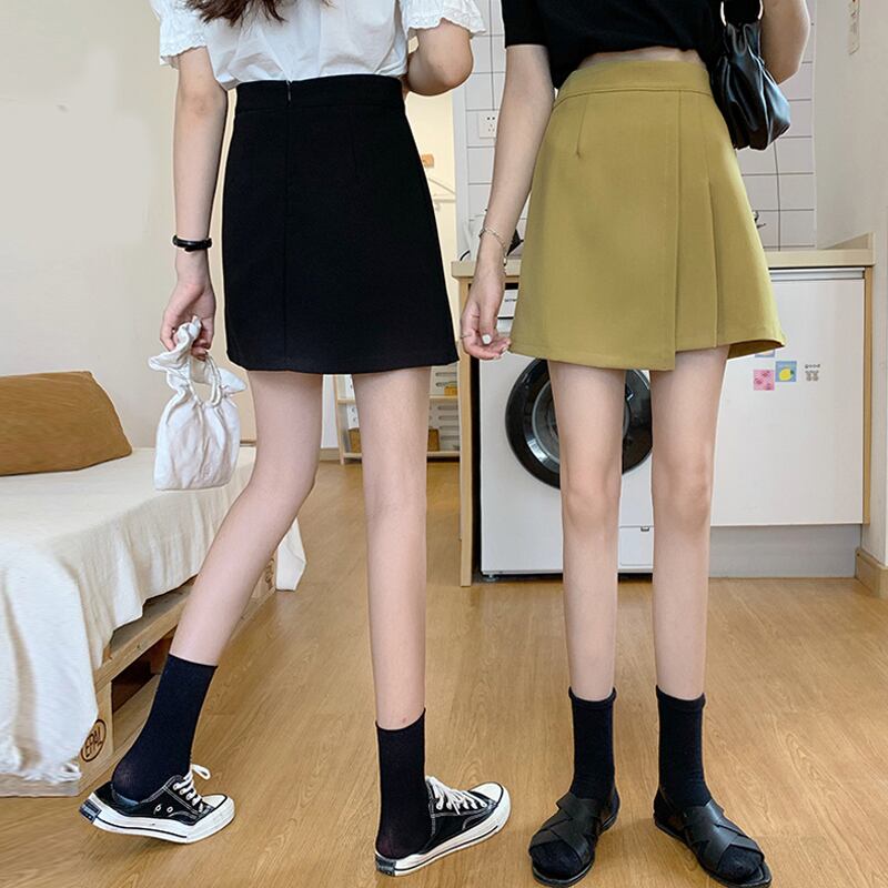 プリーツスカート サマーハイウェストウェスト薄手Aラインショート 夏物 試着室48217800561