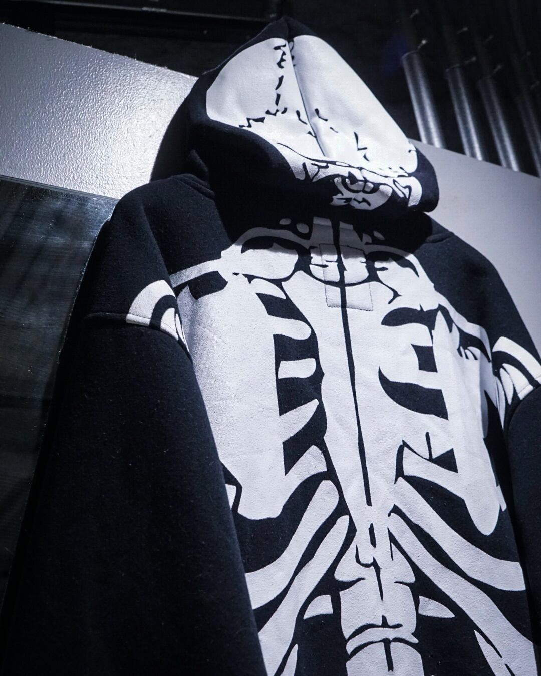 add (C) vintage】“MECCA” Skeleton Print Full-Face Zip Hoodie