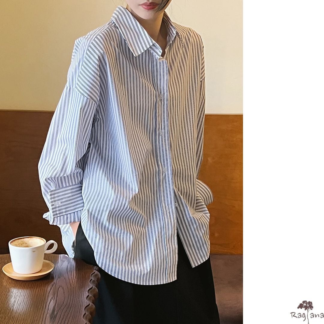 ストライプ 長袖 シャツ 3col M 11312 | Raglana
