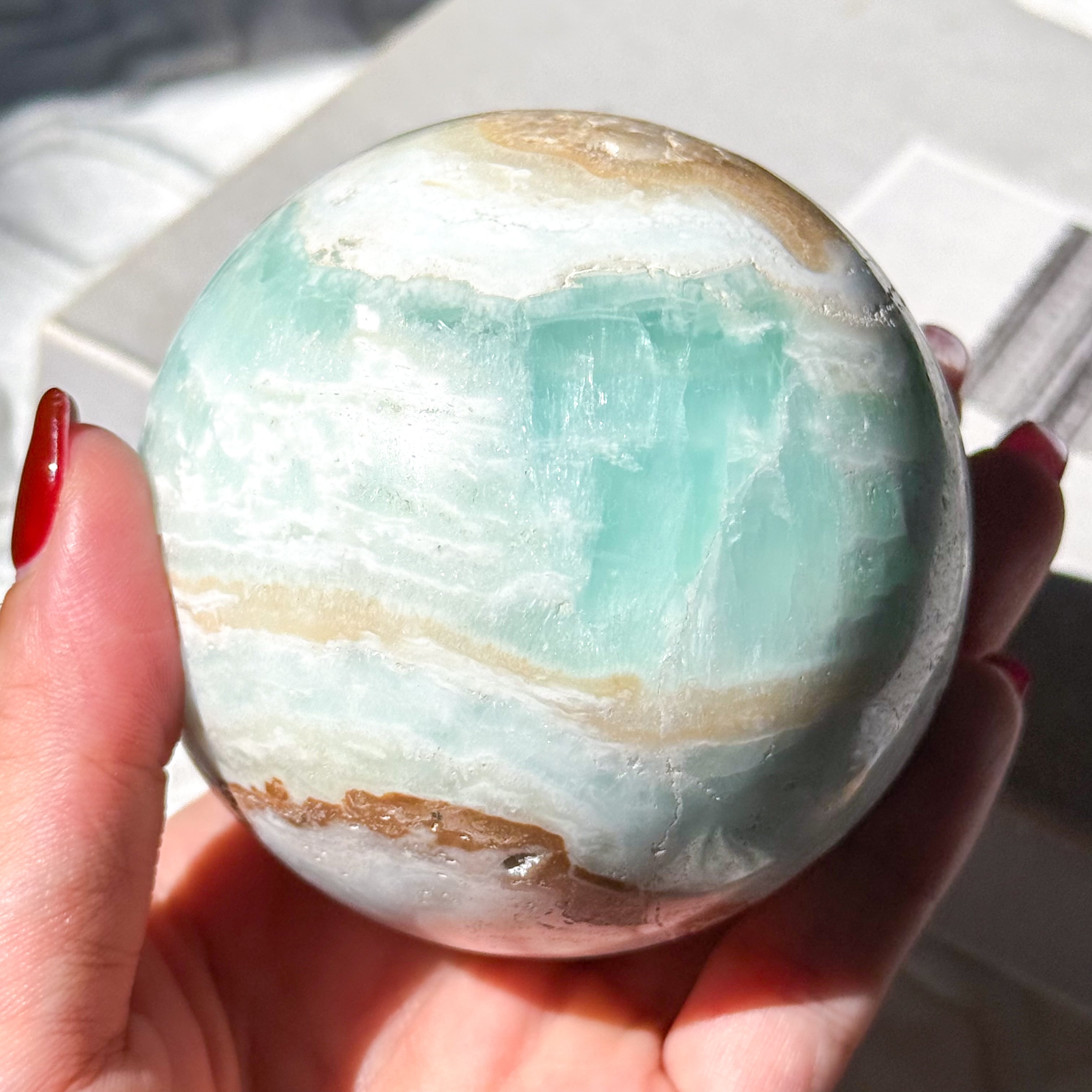 Caribbean Blue Calcite Sphere 13 ✧ カリビアンブルーカルサイト