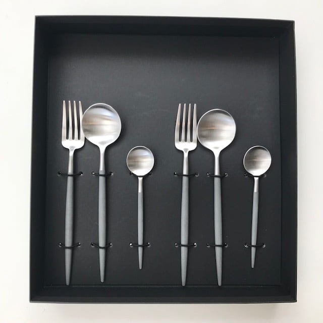 クチポール　デザートセット　グレー×シルバー　ショッパー付き 楽天市場】【正規取扱店】 クチポール GOA デザート 4本セット