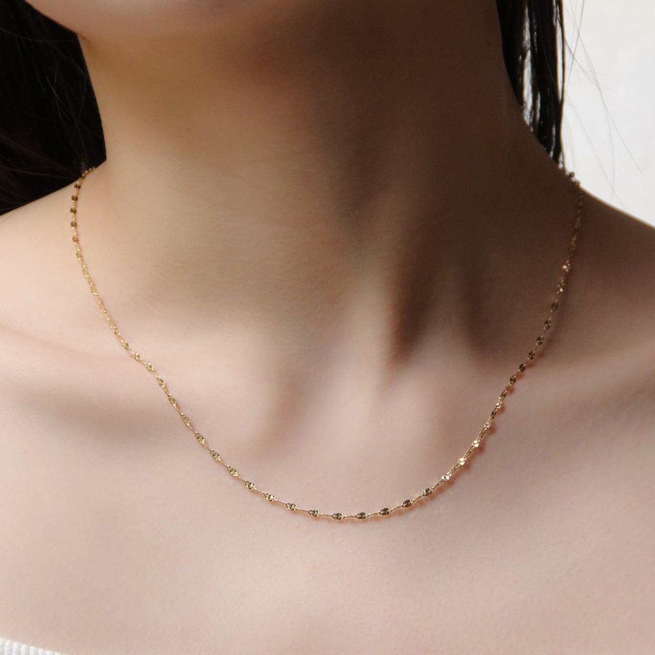 定価108,000円 ebony エボニー ネックレス K18 K18イエローゴールドミラーエクレアチェーンネックレス