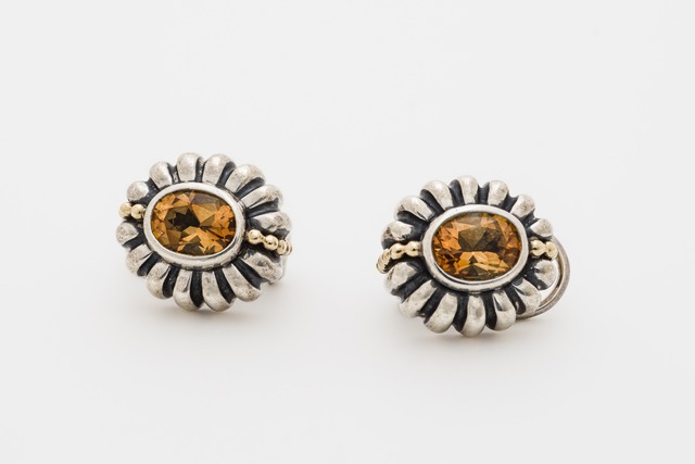 Citrine Caviar Pierced Earrings - Lagos