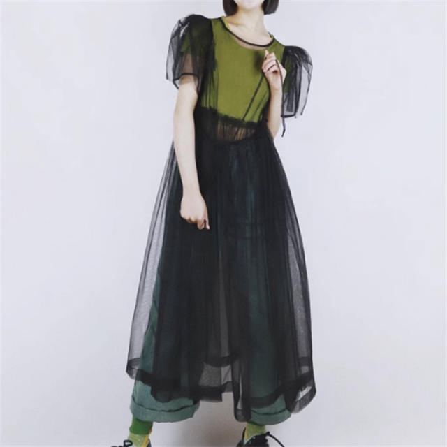 【Tea Tree】シアーパフスリーブワンピース 10874