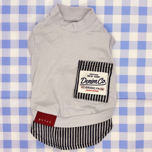 ヒッコリー切り替えタンクトップ [サイズ: XS～] [カラー: ブルー]