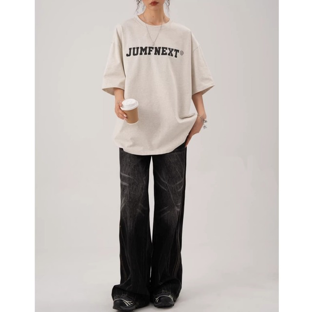 レターグラフィックボリュームシルエットＴシャツ 4col   R01924