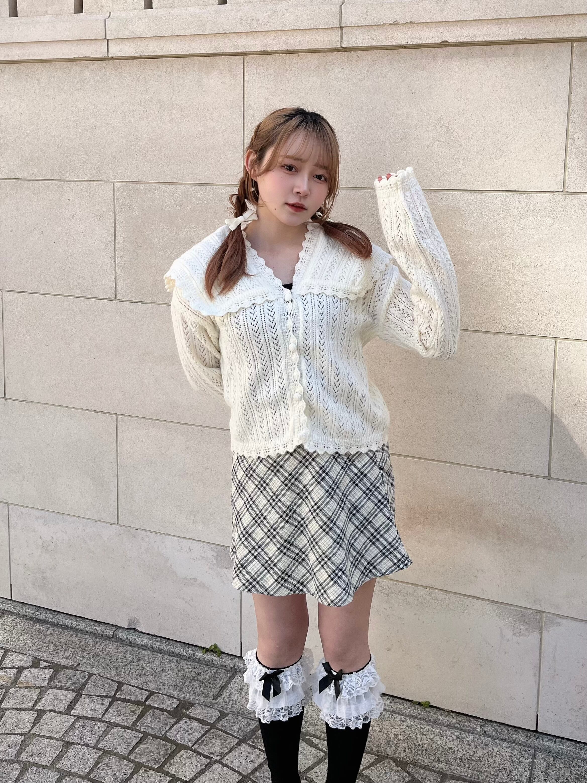 【LAST2】sailor crochet cardigan-PINK