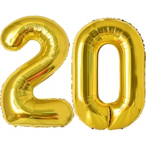 【在庫のみ】La Kissa 20歳 バルーン 数字 大きい 誕生日 飾り付け ナンバー アルミ風船 40インチ (20 ゴールド)