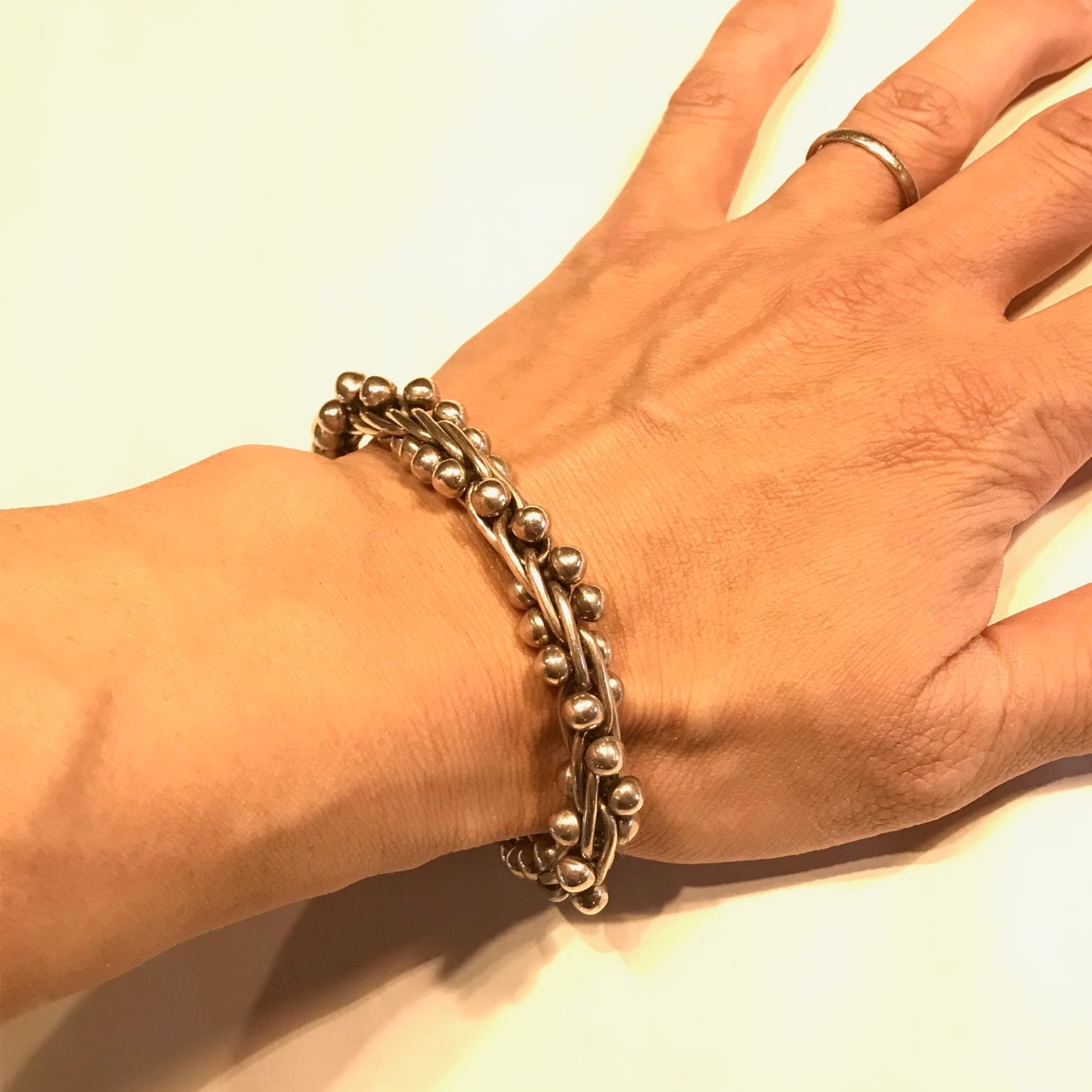 Vintage TAXCO Mexican Silver DNA Toggle Bracelet