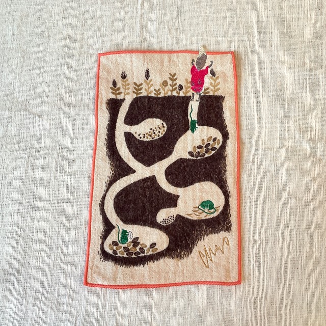 【moritaMiW× 楠橋紋織】ポケットハンカチ（サカダチギツネ）