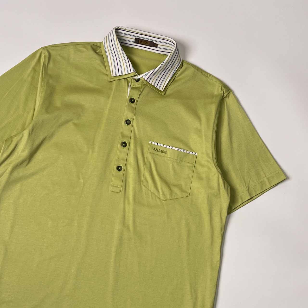 ARAMIS アラミス 二重襟 デザイン 天竺 半袖ポロシャツ M/グリーン メンズ
