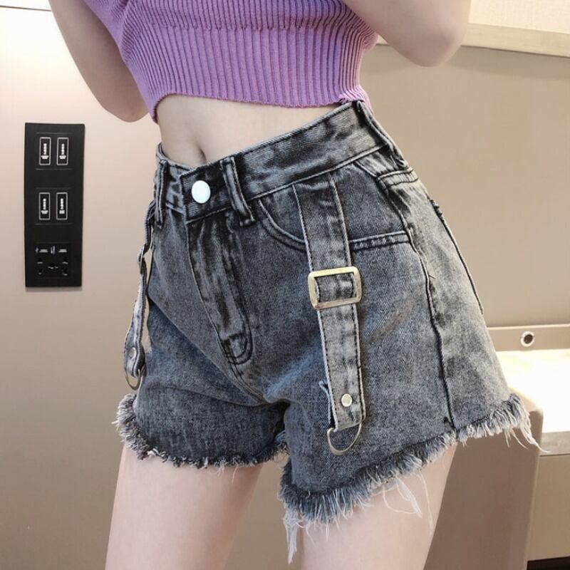 ジーンズ サマーハイウェストスリムルーズパンツ 夏物 ハンチェンe75584324697