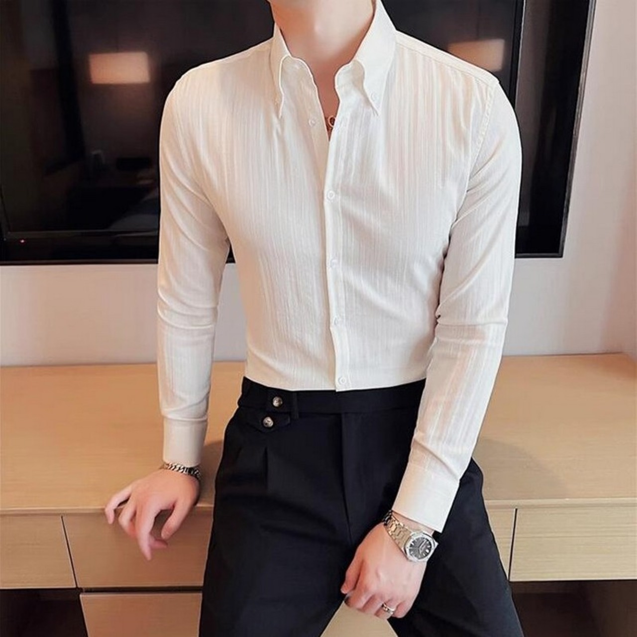 striped long sleeve shirt 00160