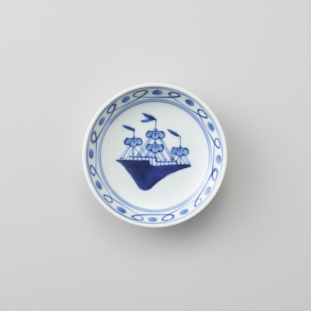 【青花】“帆船” 3.6寸深小皿