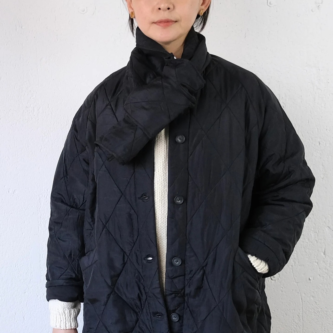 maison de soil（メゾンドソイル）シルク×キルティング ループスカーフ(マフラー）