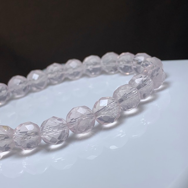 透明度高・ローズクォーツ多面カットブレスレット