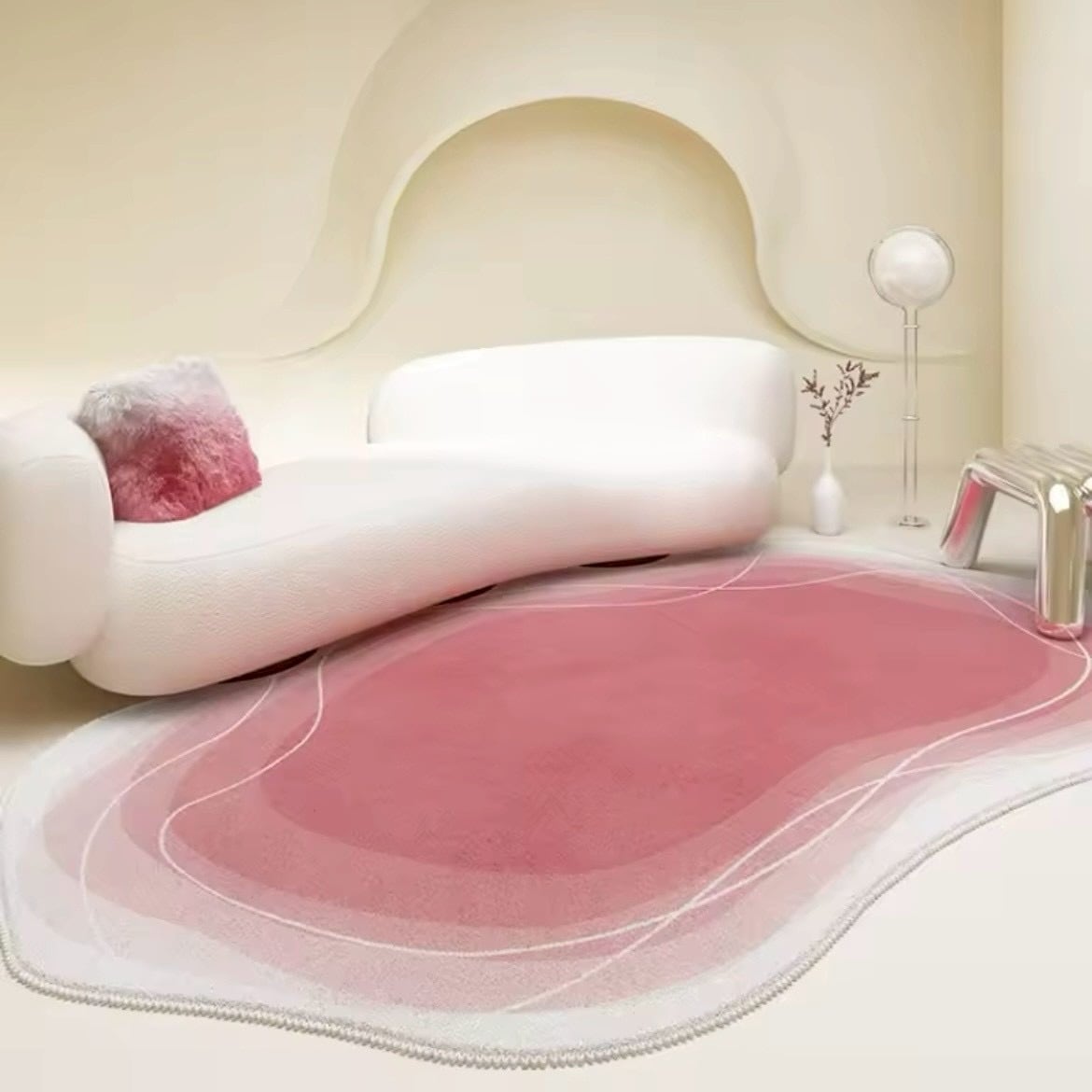 北欧スタイルのカーペット|レッド(ピンク)