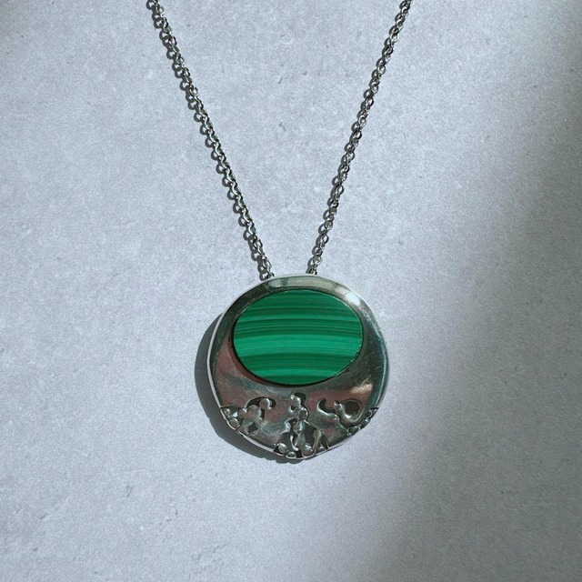 【J206】ヴィンテージ　マラカイト　シルバー925　ペンダントトップ