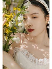 【0004】Ruffle Lace-Up Princess Short Sleeve Dress