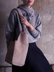 Lua／Cotton shoulder box bag（stripe）