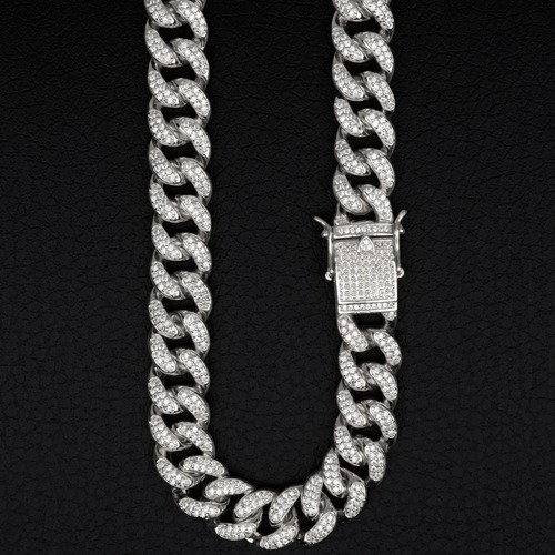 PE3651 Miami Cuban Link Silver［SWAROVSKI］12mm×45/51/56cm