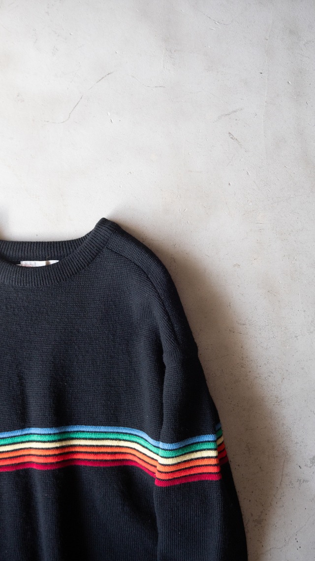 "WI" '80s vintage Black wool 6 colors linen knit