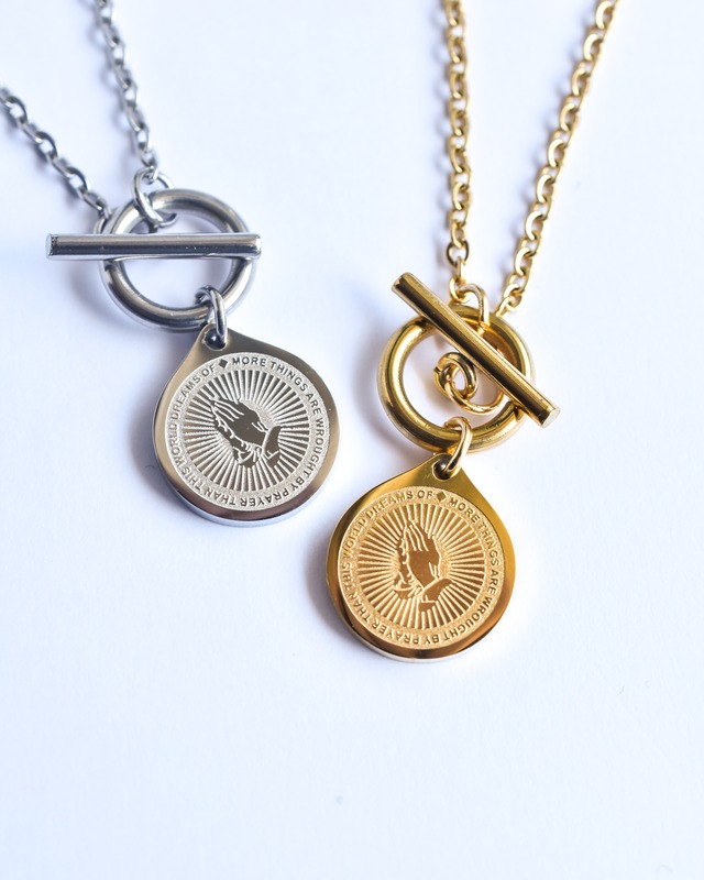 praying hands coin necklace stainless steel N31 ゴールドのみ