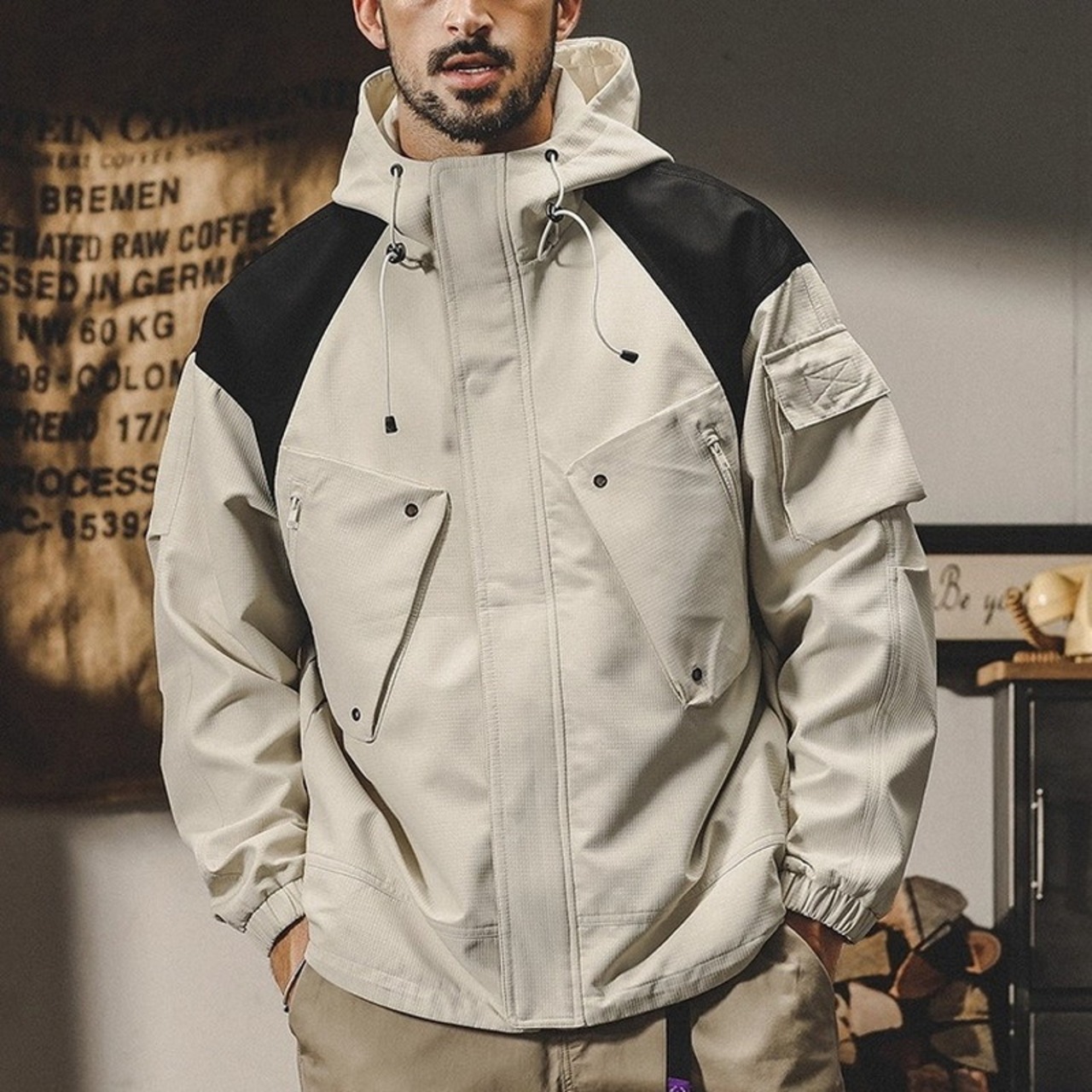 Hooded Blouson Raglan Sleeve Drawcord ◇H0806