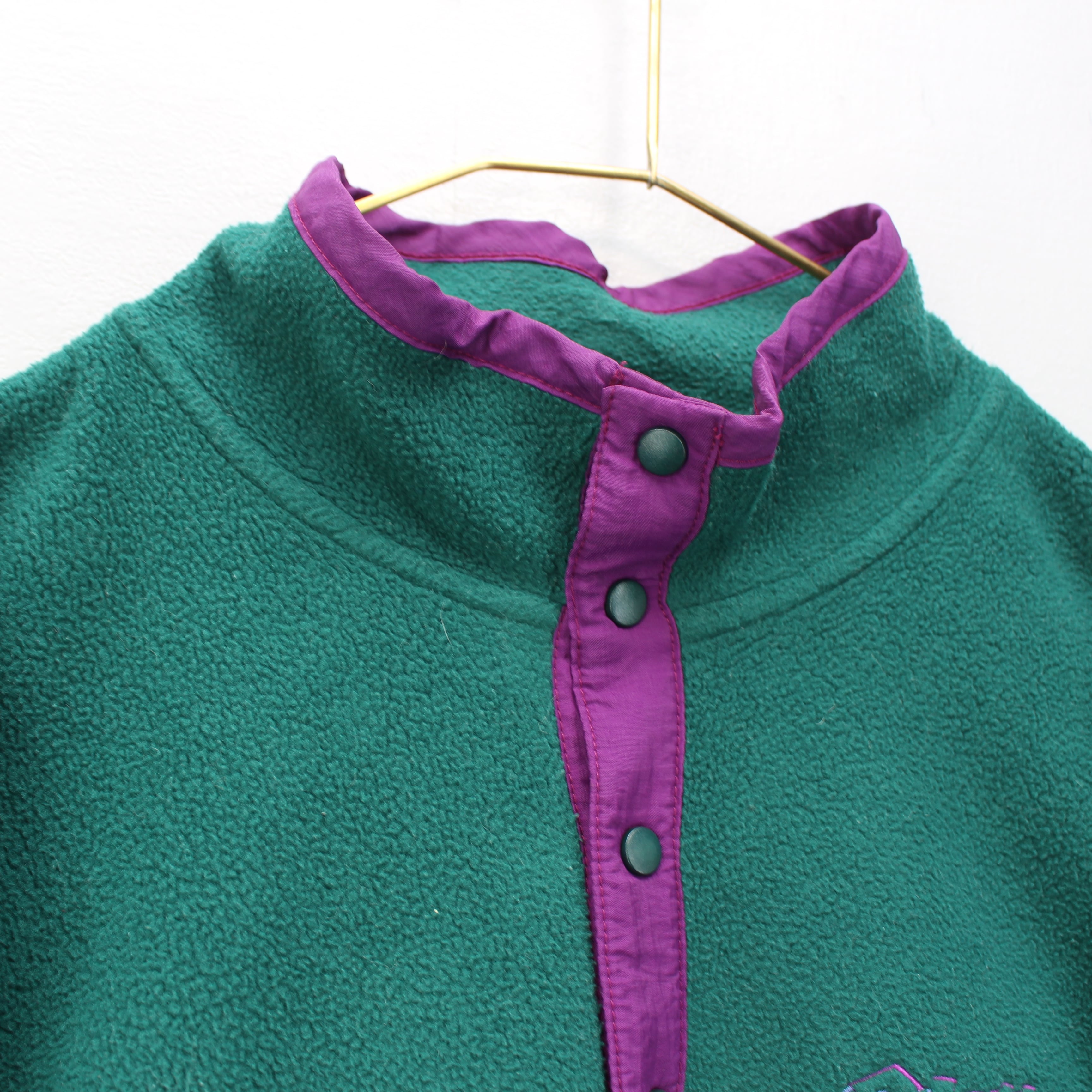 EU VINTAGE lotto 2TONE HALF BUTTON DESIGN FLEECE JACKET MADE IN