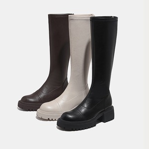 Track sole long leather boots＊S-603