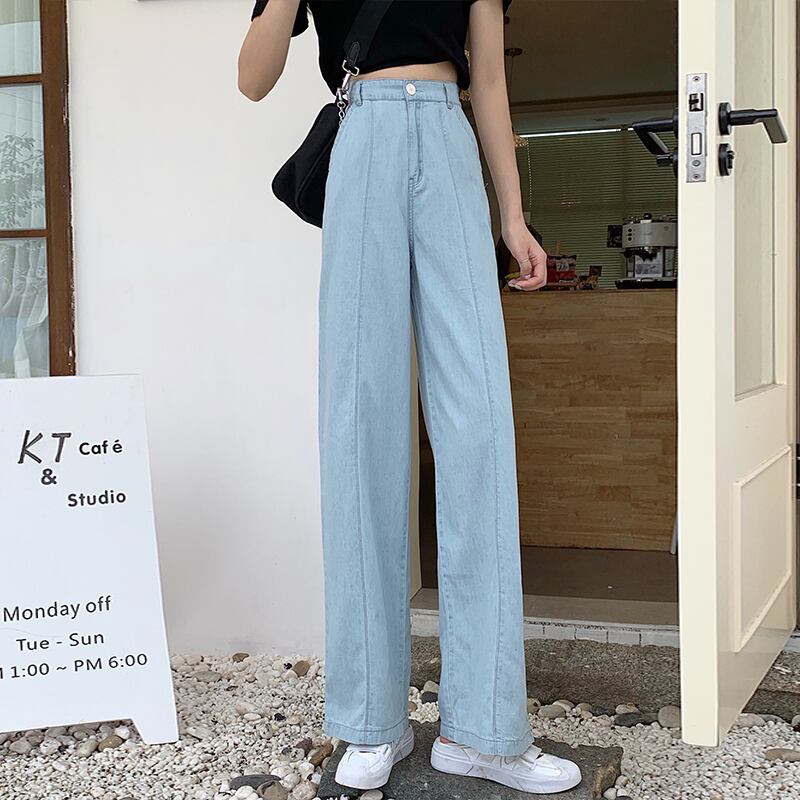 ジーンズ スプリングスタイルスタンダードハイウェストウェストワイドレッグパンツ レトロ 春物 ワイドパンツ 萌量不足16586557955