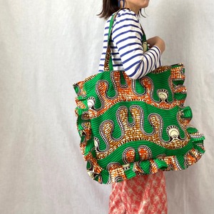 アフリカ布 フリルバッグ